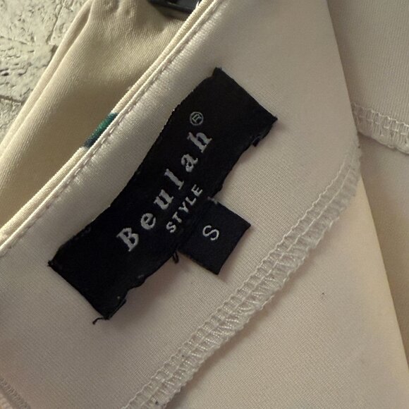 Beulah Style Pencil Skirt Small White Green Floral Botanical Print - Picture 8 of 11